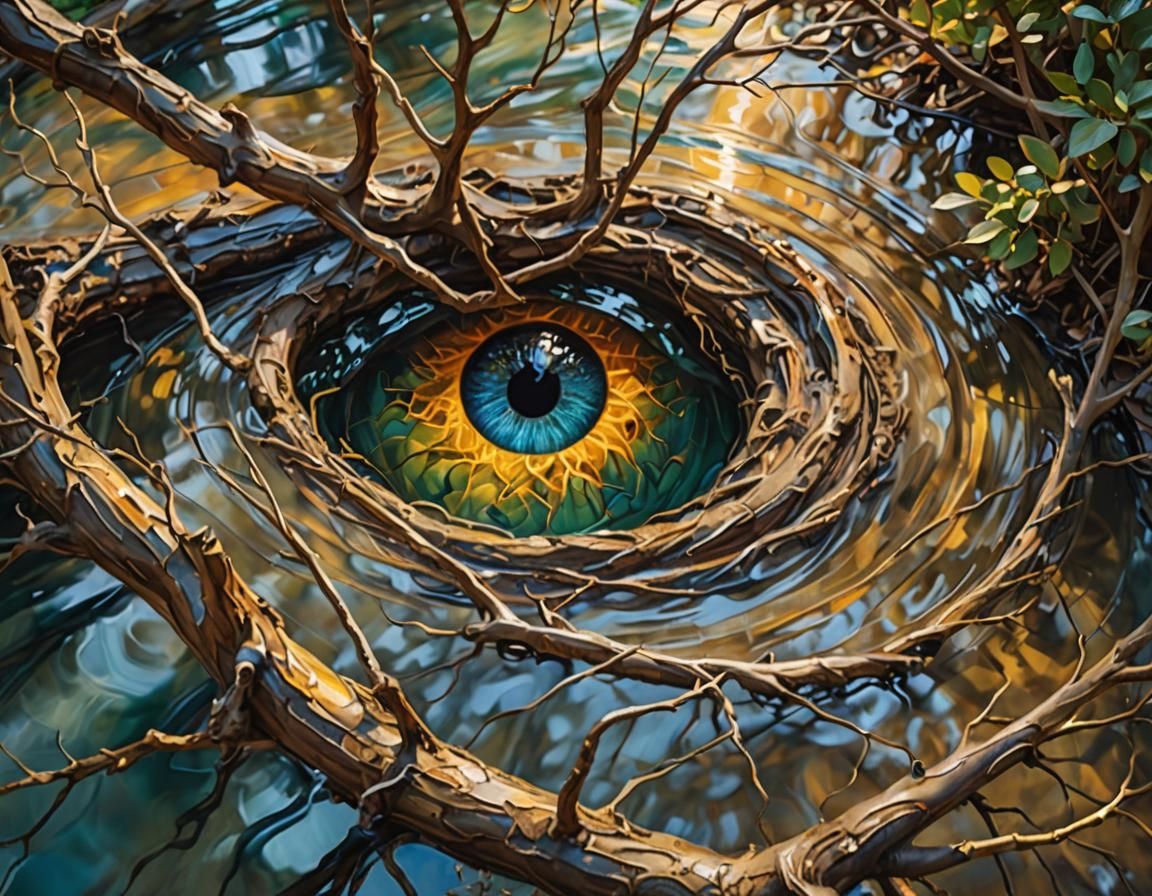 Eye of Nature: Impressionistic Tree and Pool