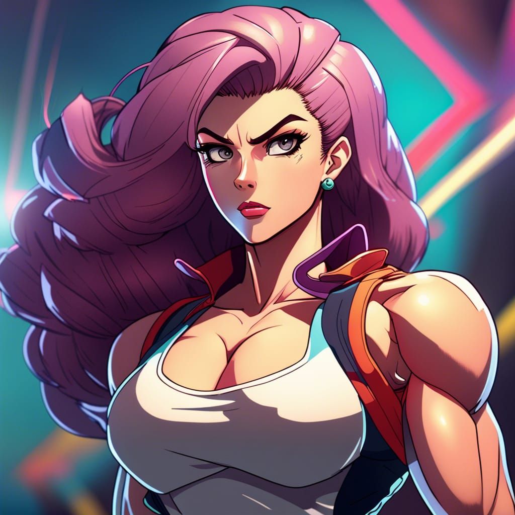 Anime-Style Bodybuilder Portrait in JoJo Style