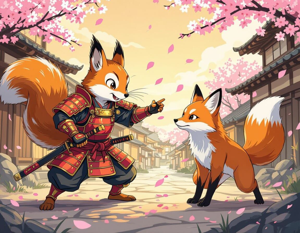 Squirrel Samurai Anime Battle in Edo Village
