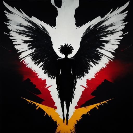 Fallen Angel in Moonlit Wasteland: Abstract Expressionism