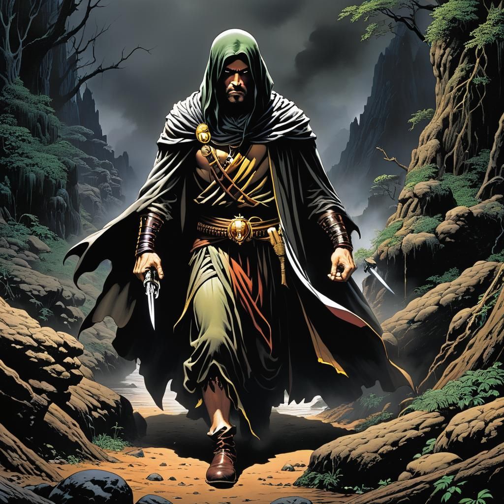 Grimdark Scene in Mixed Artistic Styles