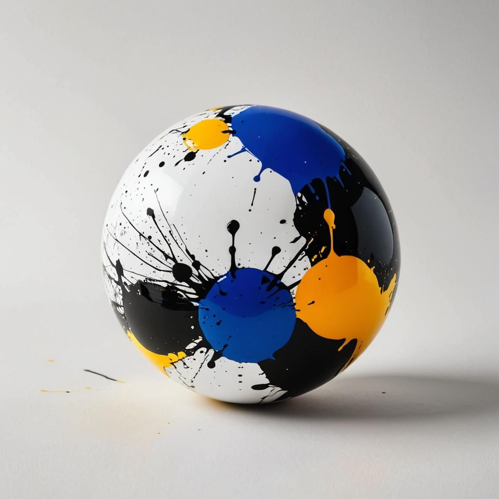 Ink Splatters on Sphere in Abstract Expressionism