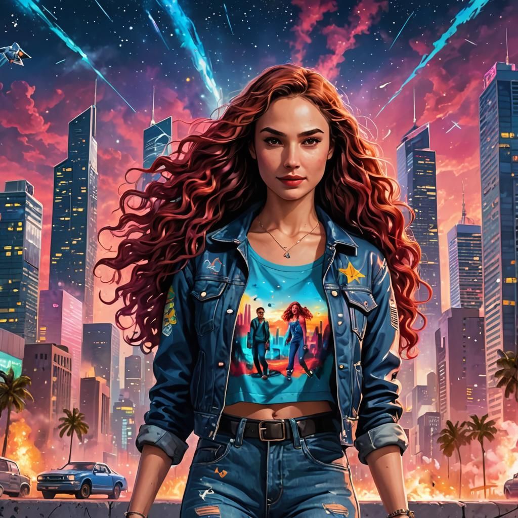 Cyberpunk Galaxy Girl with Bunny Ears