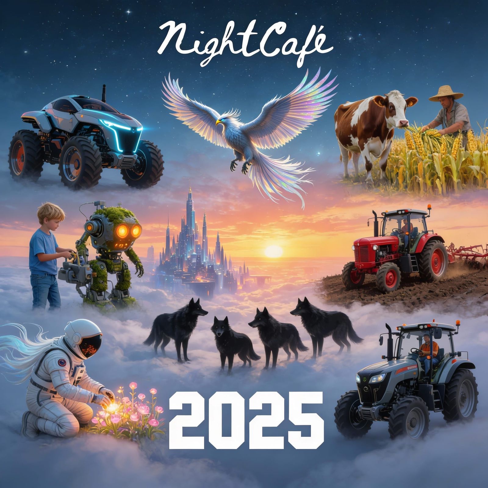 AI Art Collage Featuring 2025 Highlights