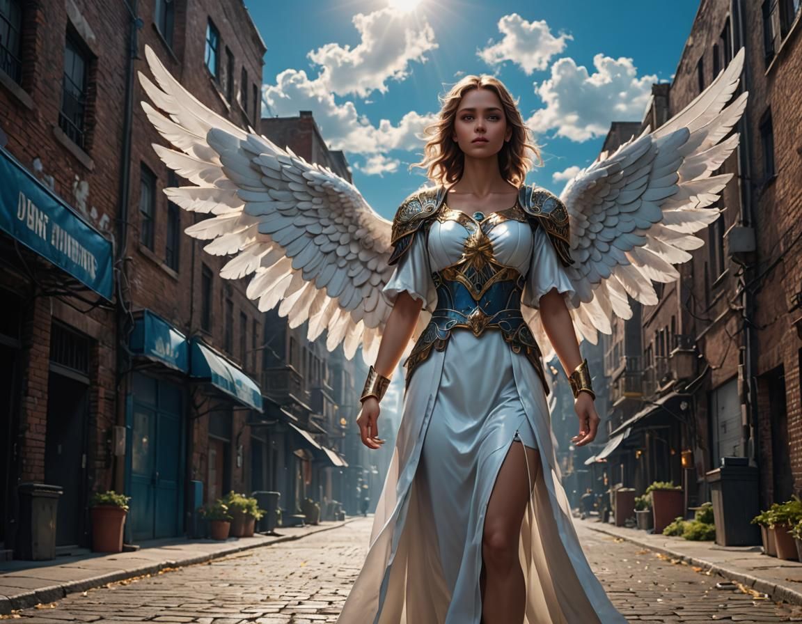 Urban Angel in Dark Fantasy Style