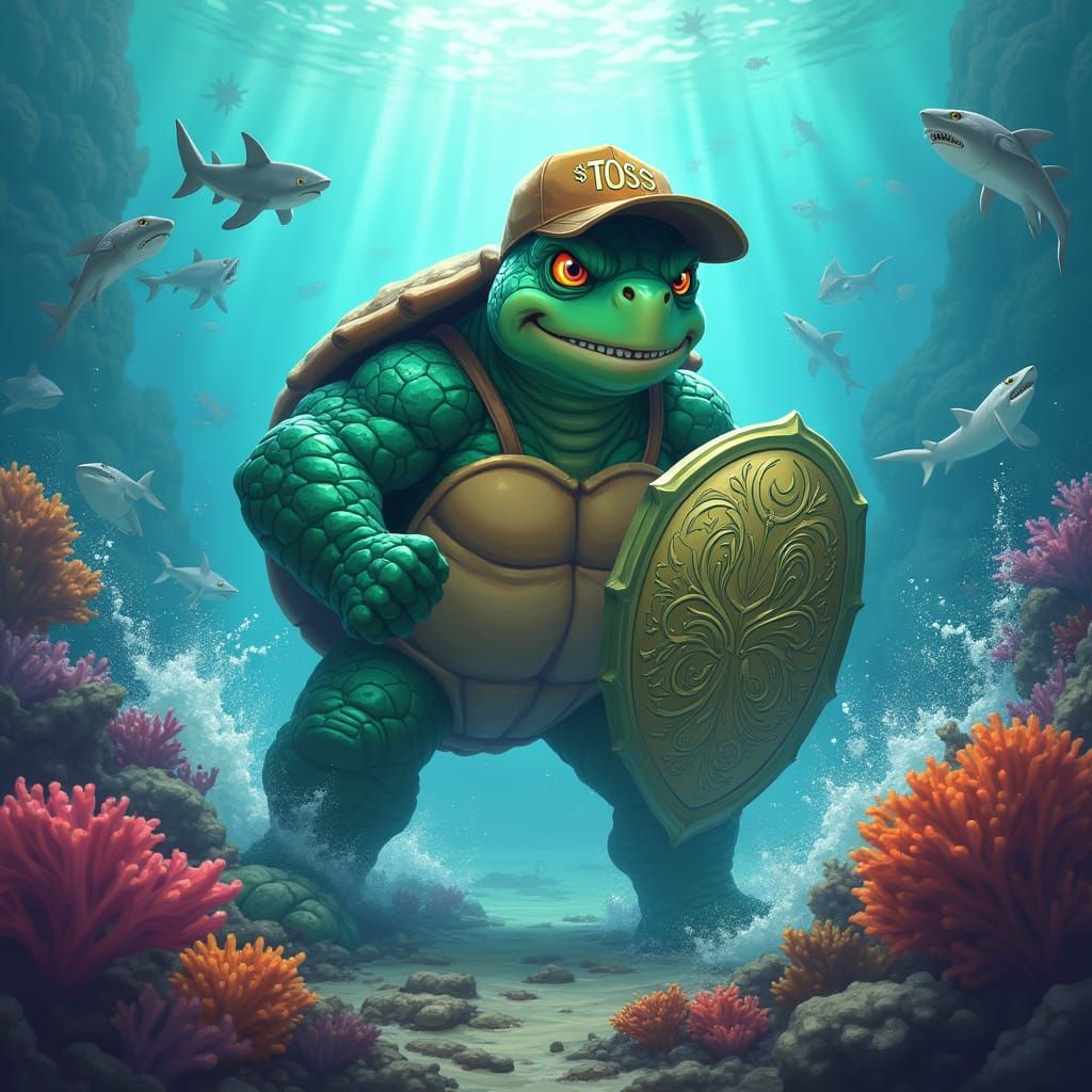 Green Sea Turtle Fiercely Shields Friends from Sharks in Epi...