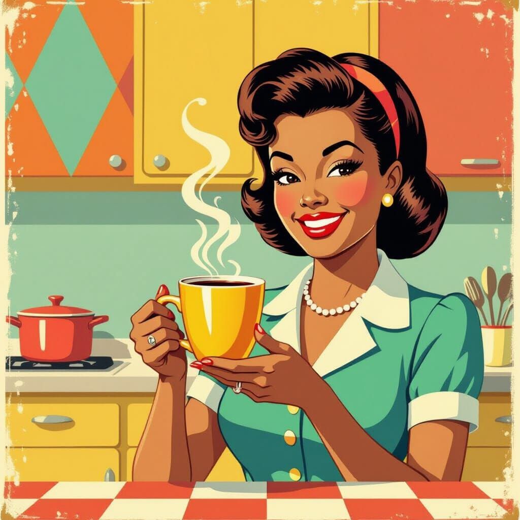 1960s Instant Coffee Ad Illustration