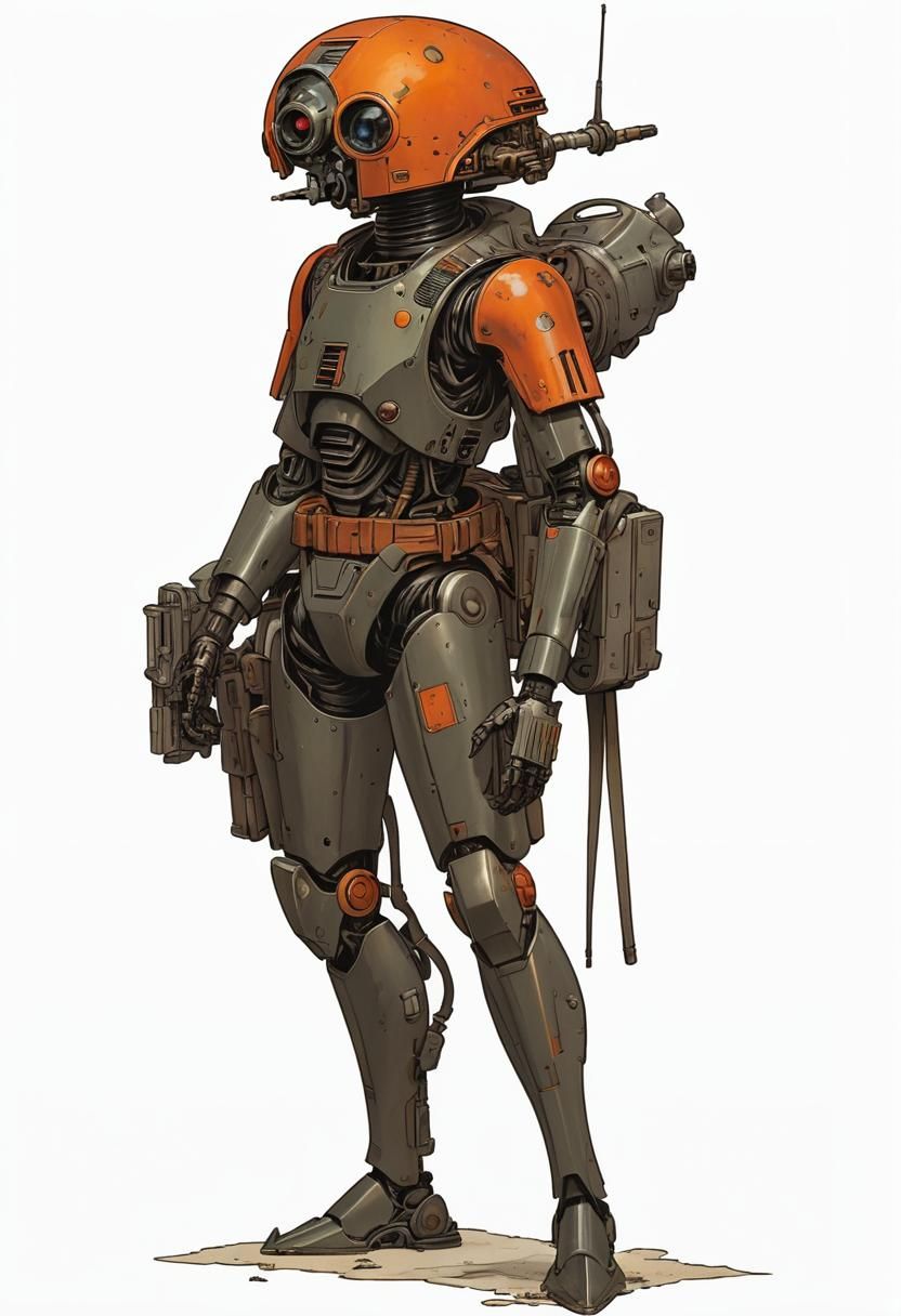 Mercenary Droid in the Style of Fantasy Art