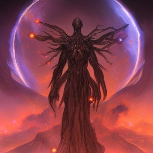 Celestial Aliens in Dark Fantasy Art Nouveau Style