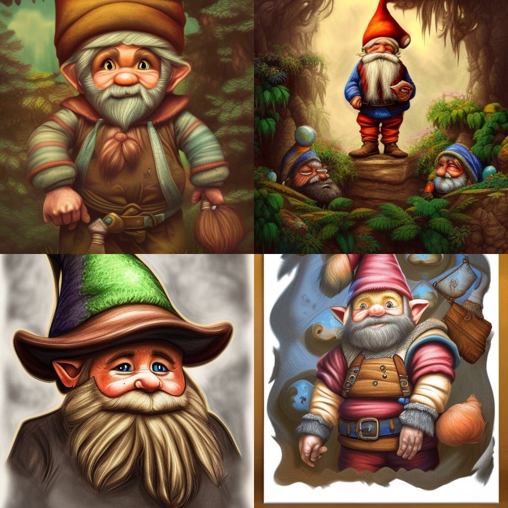 Colorful Hand-Drawn Gnome Portrait in 4K