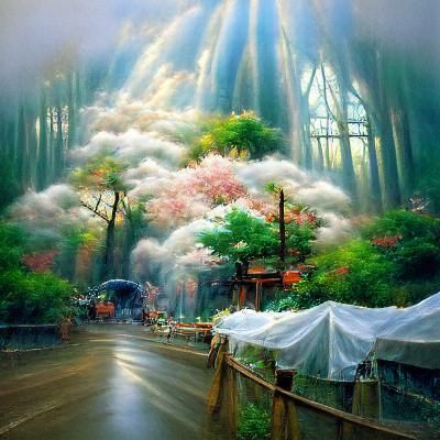 Ethereal Anime Forest with Sunshine Beams
