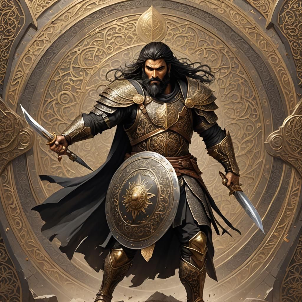 Epic Iranian Warrior in Sassanid Armor