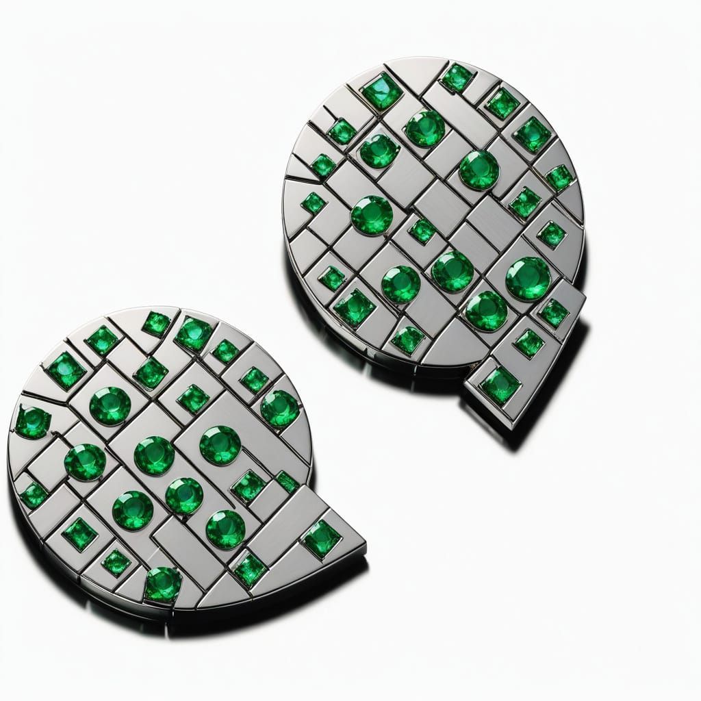 Emerald Green Gemstone Earrings in White Gold