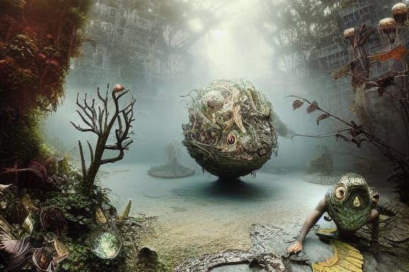 Mystical Creatures Float Above Earth in Hyperreal Detail