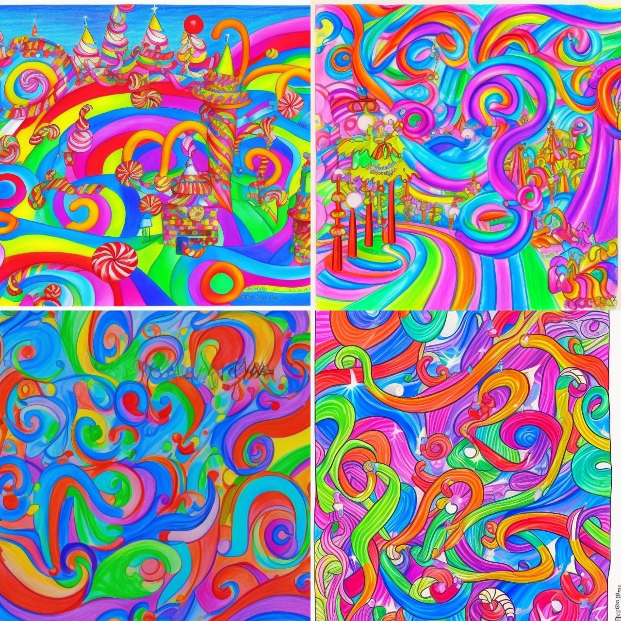 New Year's Eve Candyland in Crayon and Gouache