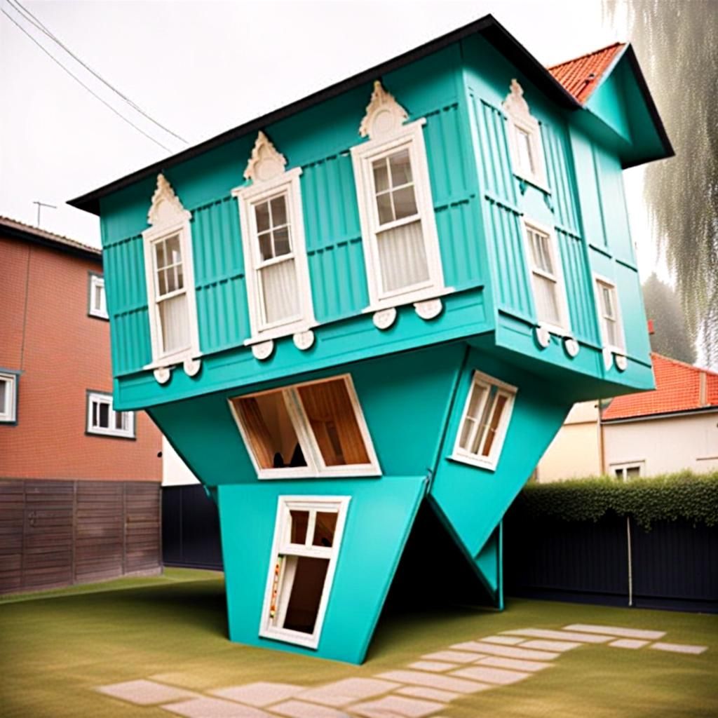 Surreal Upside Down House AI Image