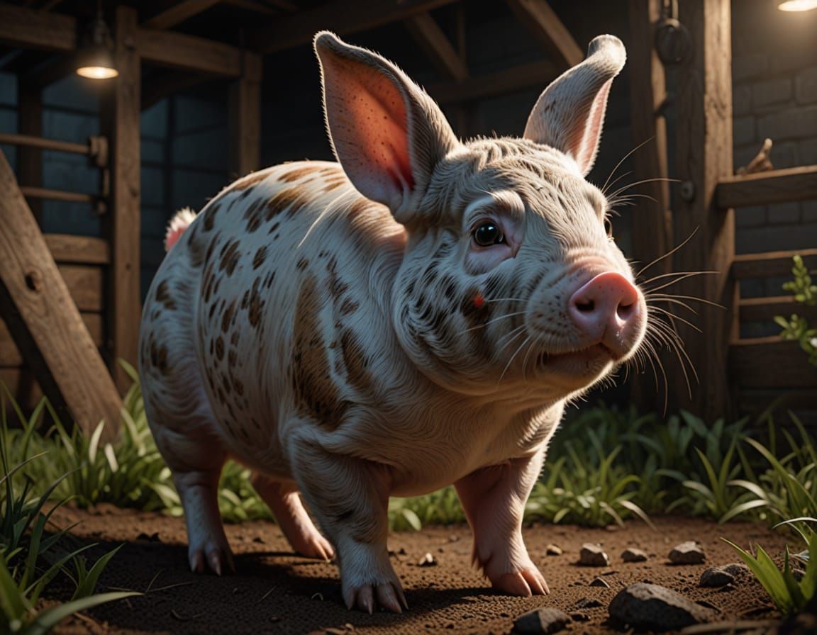 Mashup of Rabbit and Pig in Photorealistic Detail