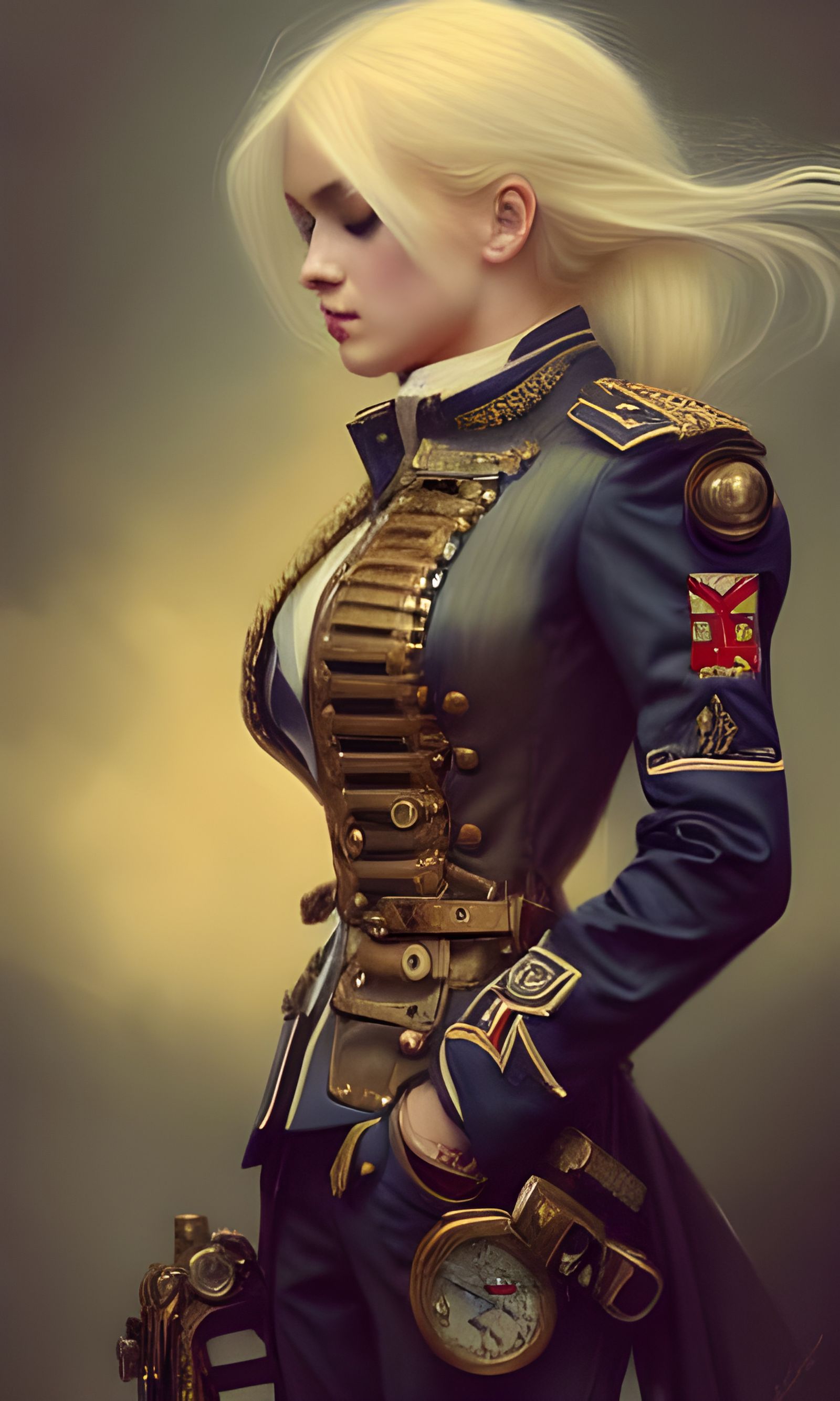 Steampunk Commander in Intricate Military Uniform