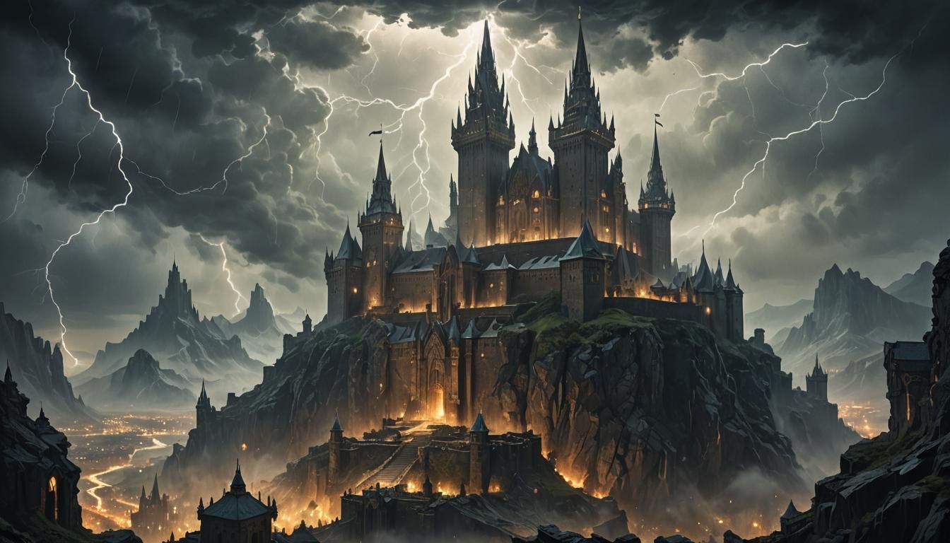 Asgard Castle Concept Art in Dark Fantasy Style