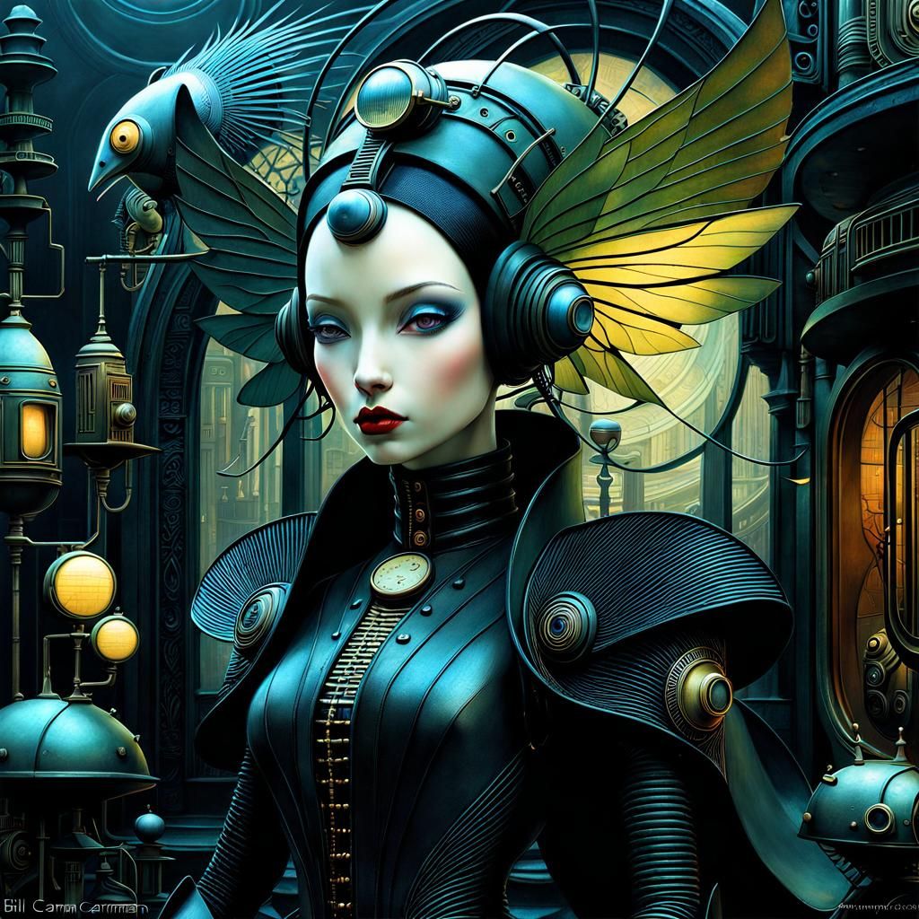 Surreal Cyberpunk Character Portrait in Magic Realism