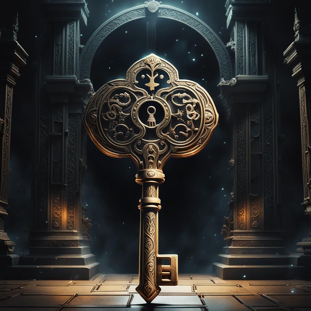 Glowing Key Concept Art in Darkness