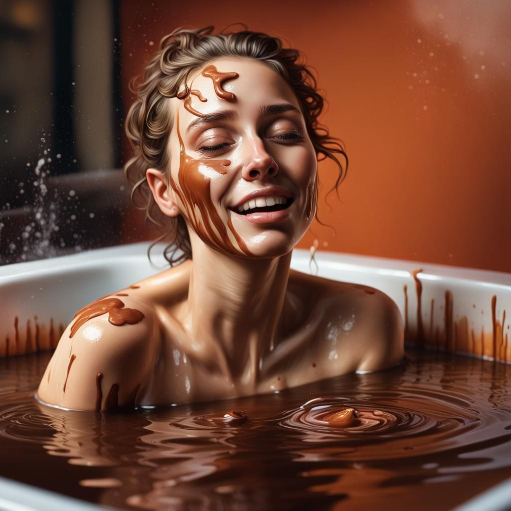 Woman in Chocolate Bath, Rembrandt Style Portrait