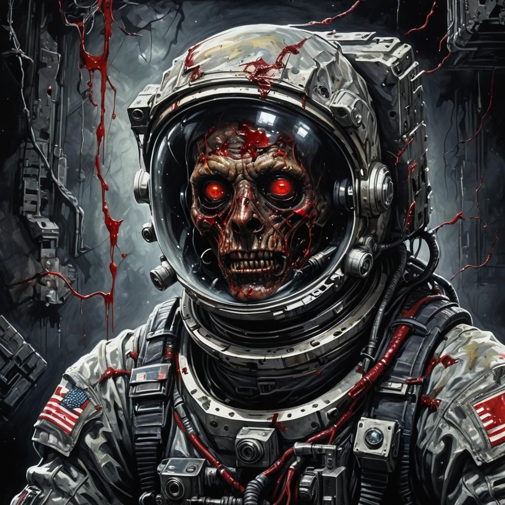 Astronaut Zombie Portrait in Dark Surrealism Style