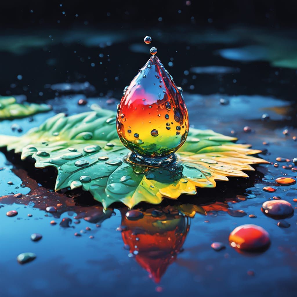 A Vibrant Dewdrop Reflected in Nature's Lens