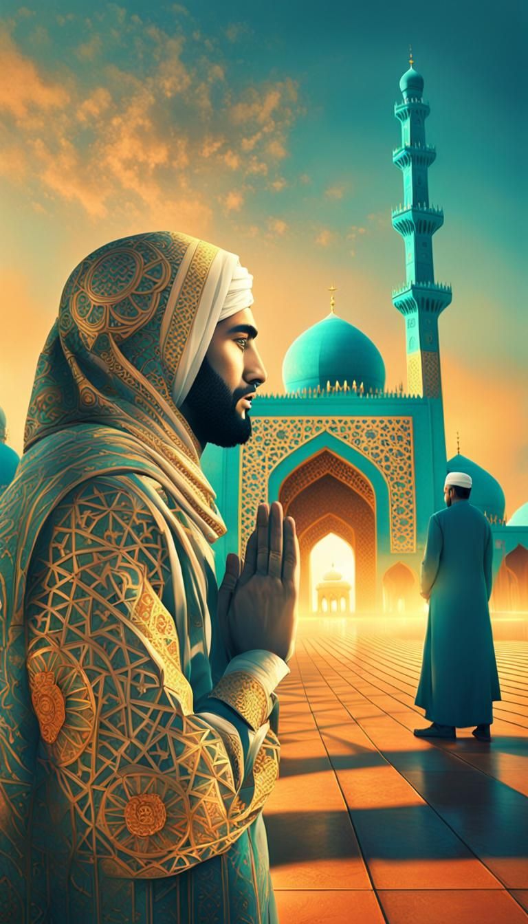 Majestic Mosque Scene at Sunset in Karbala