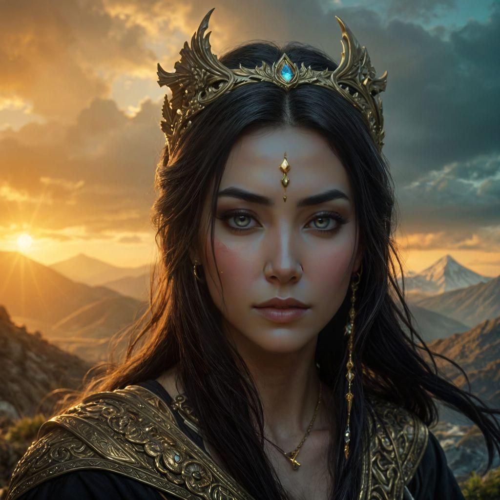 Epic Fantasy Priestess Portrait in Dramatic Lighting