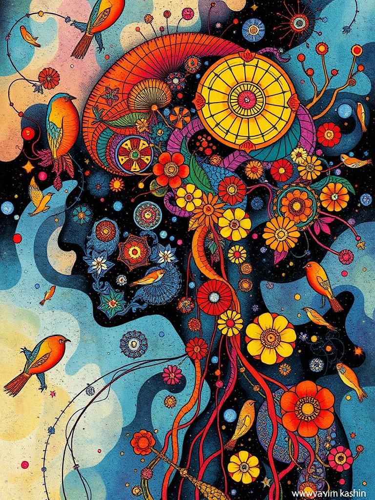 Neurographic Art Nouveau in Bright Colors