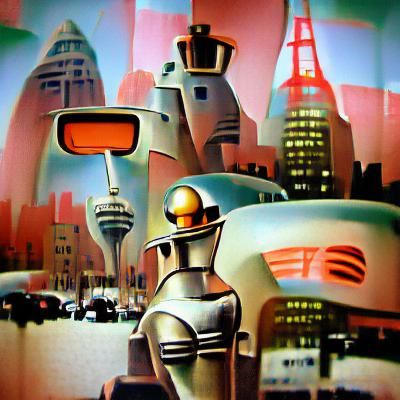 Retro-Futuristic Robot Cityscape: A Vintage Vision