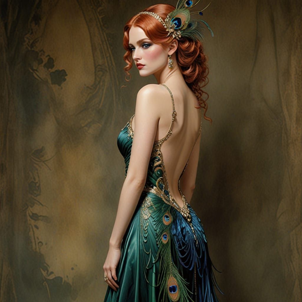 Old Hollywood Goddess in Art Deco Style