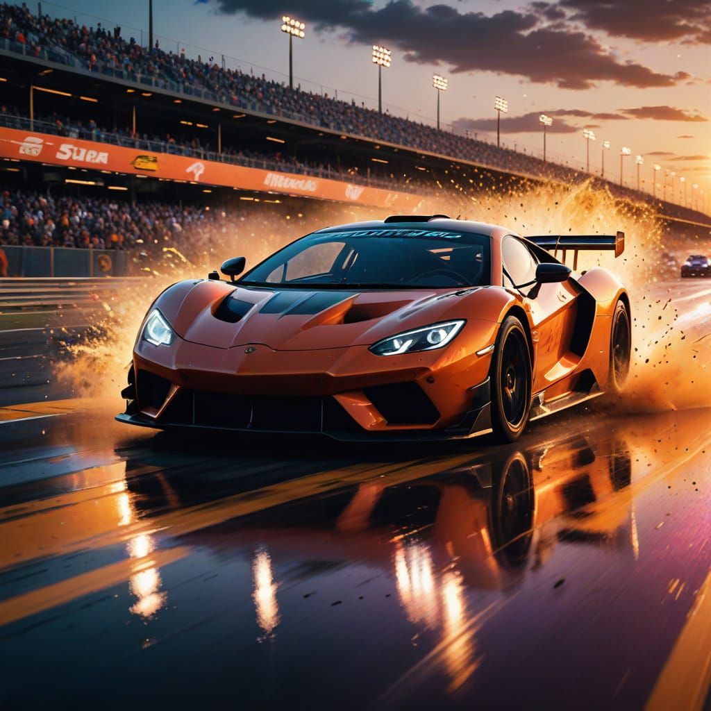 Electric Speed Showdown in Hyper-Realistic Splash Art