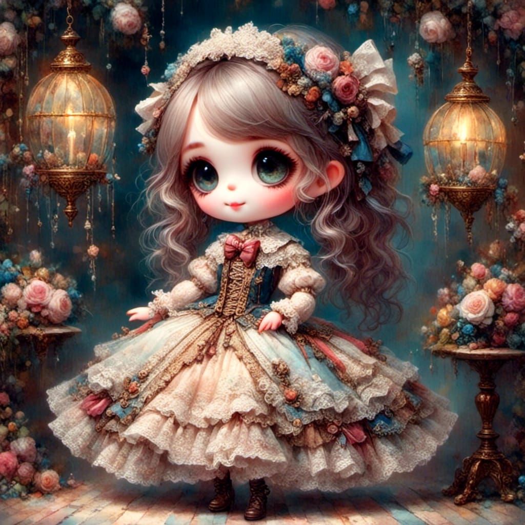 Victorian Marionette in Adorable Animal Setting