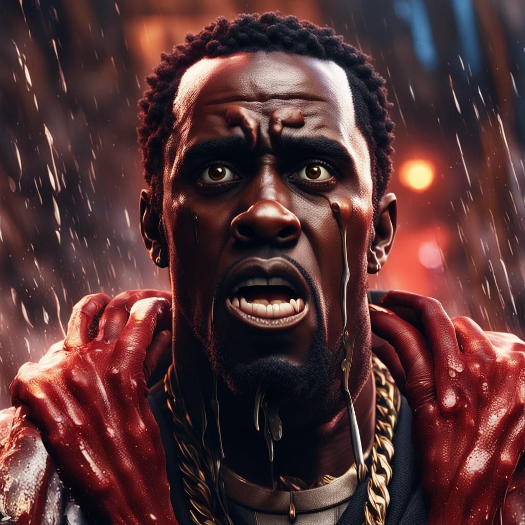 Surprised Man's Shocked Expression in Detailed Matte Paintin...