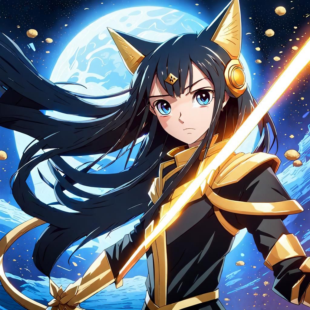 Cosmic Battle: Girl Between Opposing Astral Powers