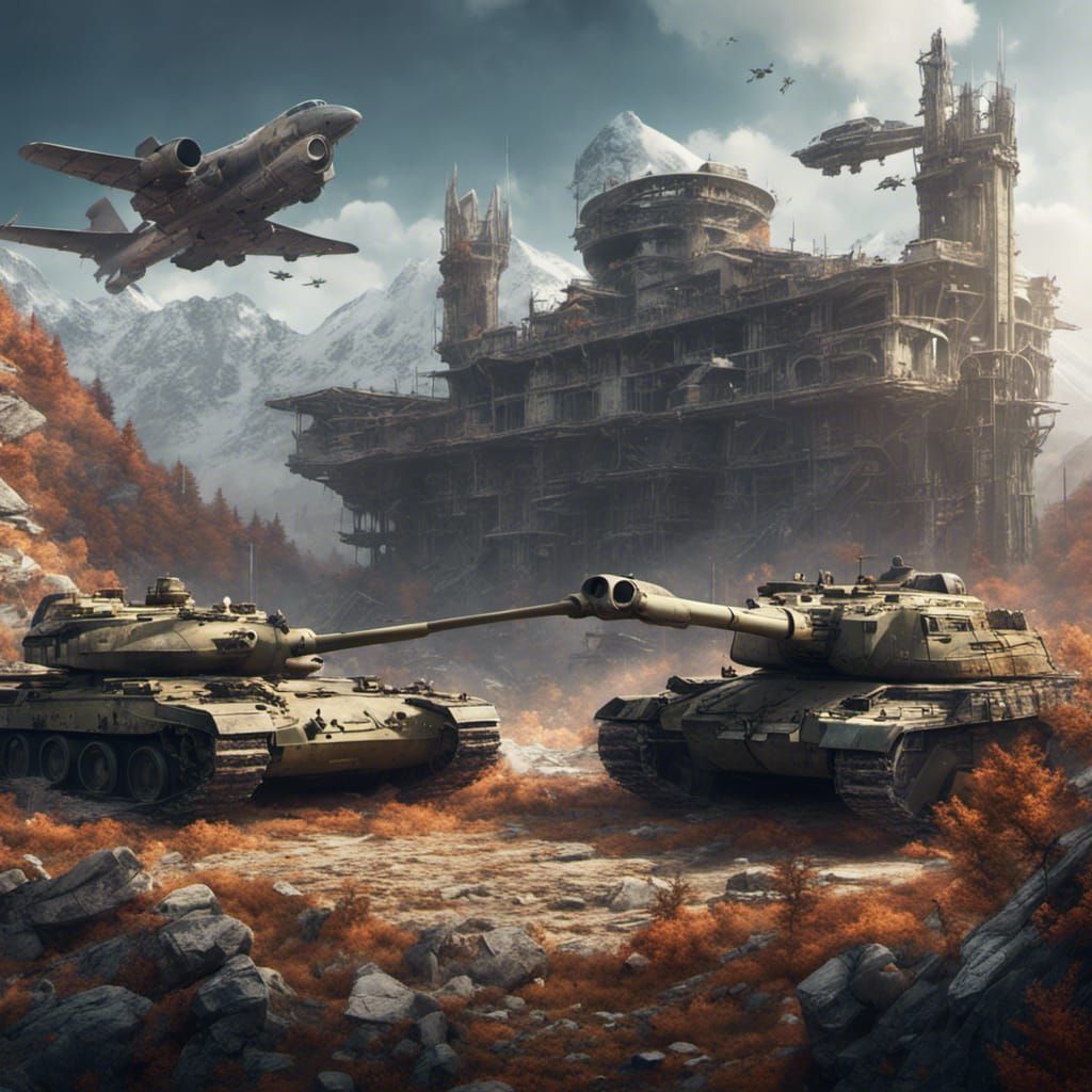 Abandoned Mountain Military Base: Detailed Matte Painting