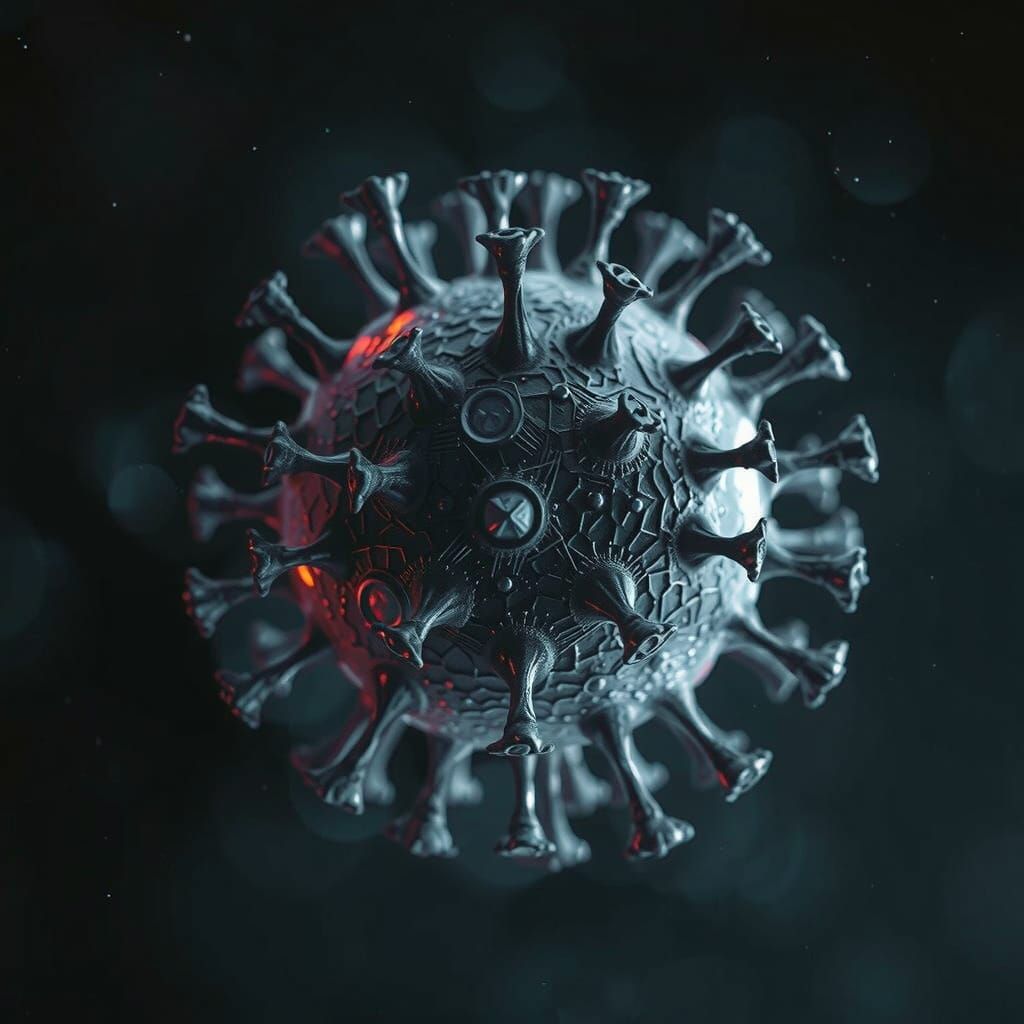 Glowing Microscopic Virus Particle in Cosmic Void