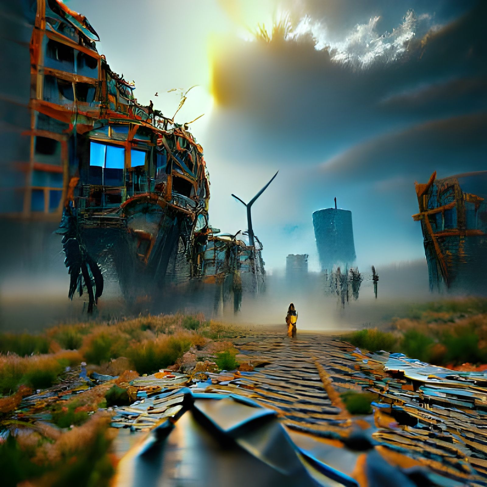 Futuristic Zombie Apocalypse in Cyberpunk Dystopia