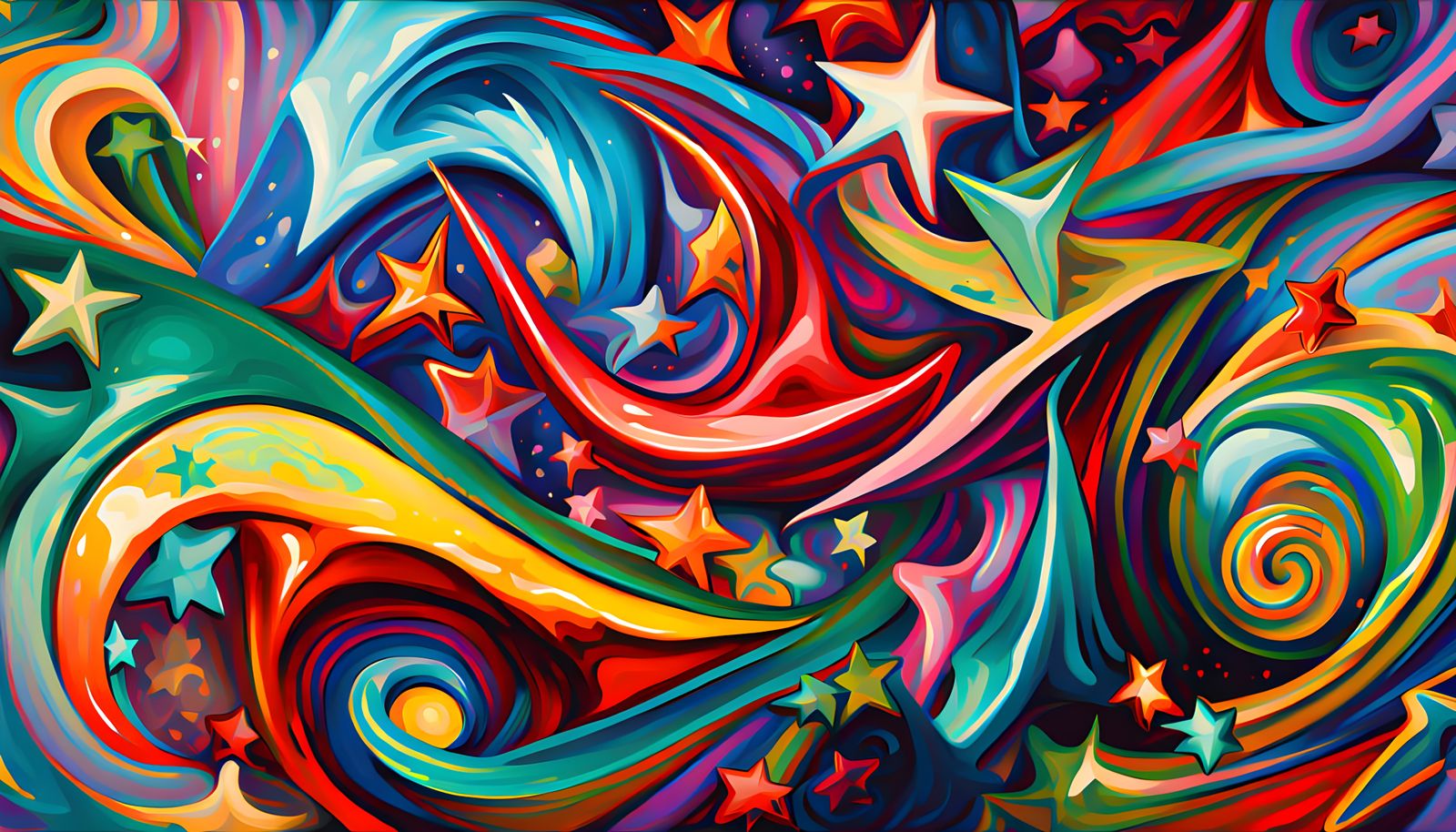 Vibrant Cosmic Vortex in Iridescent Oil Paint Style