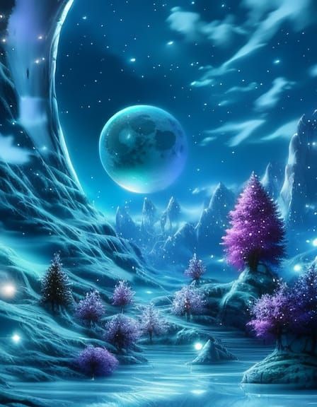 Luminescent Crystal Rose Under Twinkling Stars