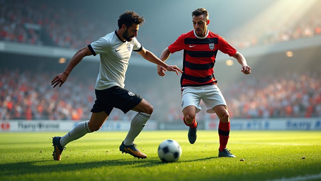 Intense Soccer Match: Hyper-Realistic Fantasy Concept Art