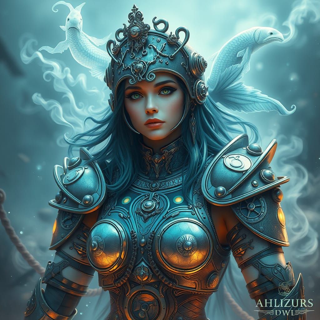 Ethereal Steampunk Warrior Goddess of the Zodiac