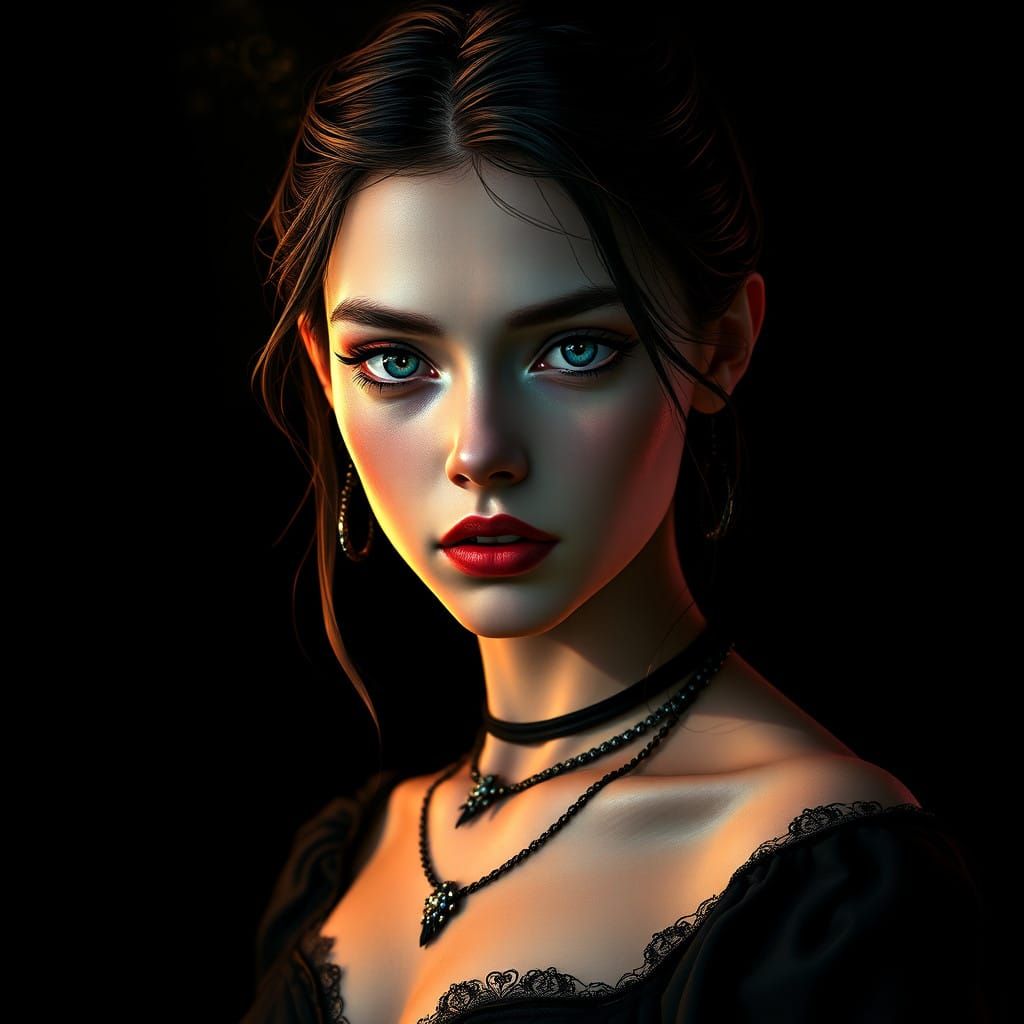 Enigmatic Scorpio Girl in Hyper-Realistic Portrait