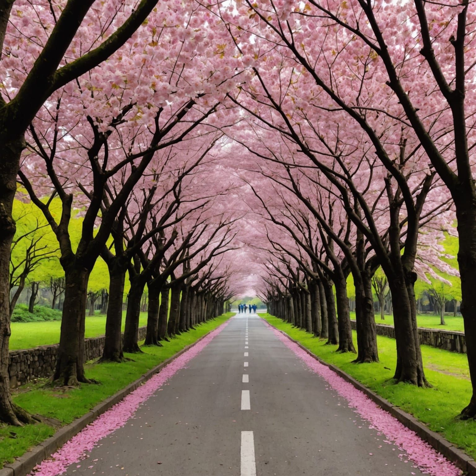 Pink Cherry Blossom Tunnel Alley