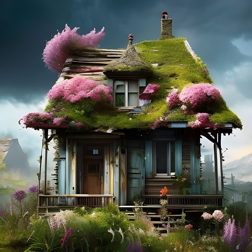 Fantasy Cottage Reclaimed by Nature in Borderlands Style