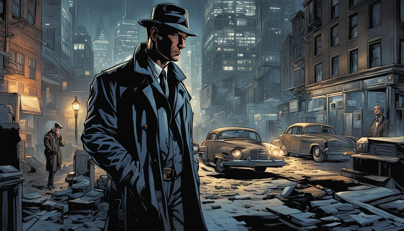 Tech-Enhanced Detective in Gritty Urban Noir