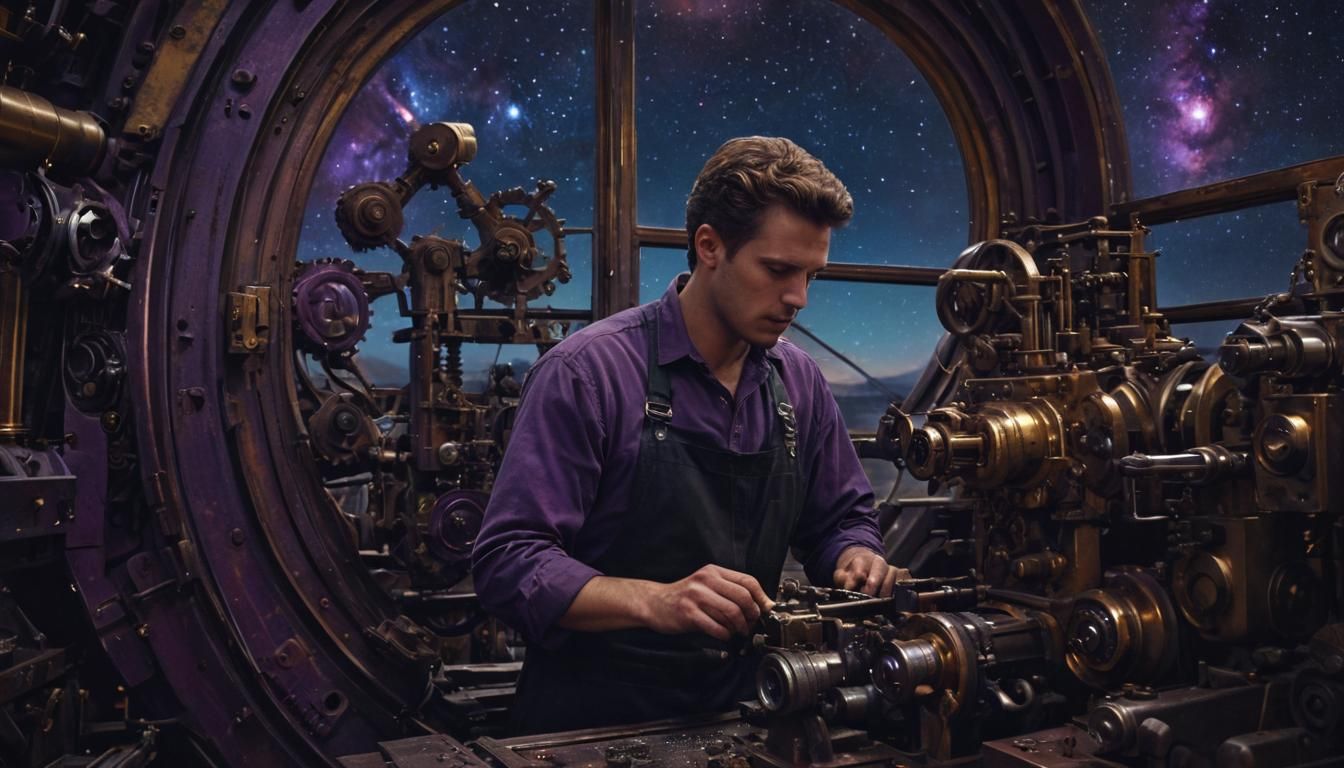 Surreal Spaceship Engineer in Cosmic Hyper-Realism