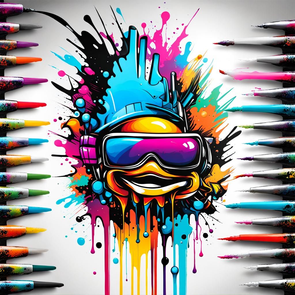 Graffiti Art in Colorful Polychromatic Style